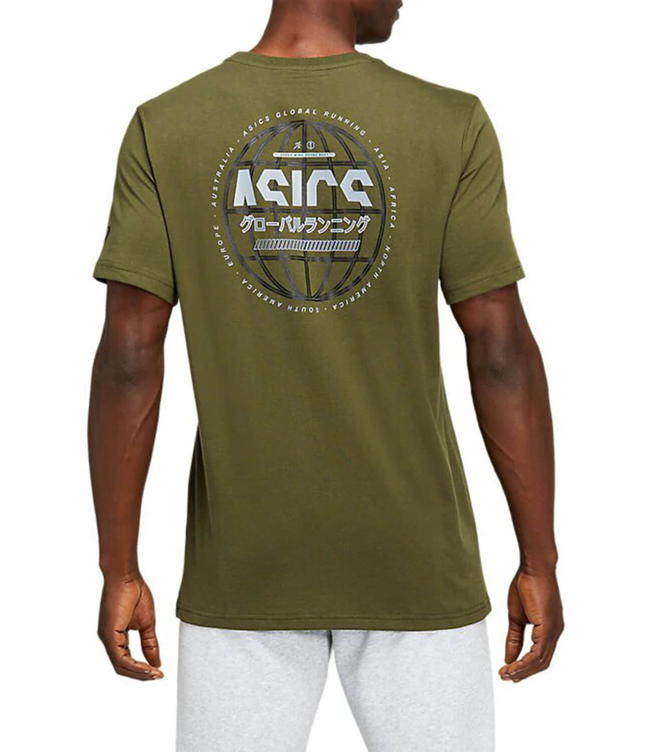 Asics Run Global Tee футболка для бега мужская хаки - 2