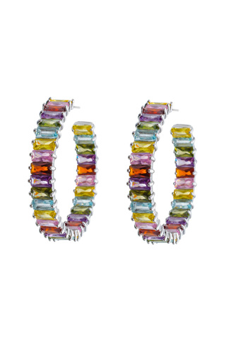 Серьги Фаира 3,5 см, разноцветные в серебре