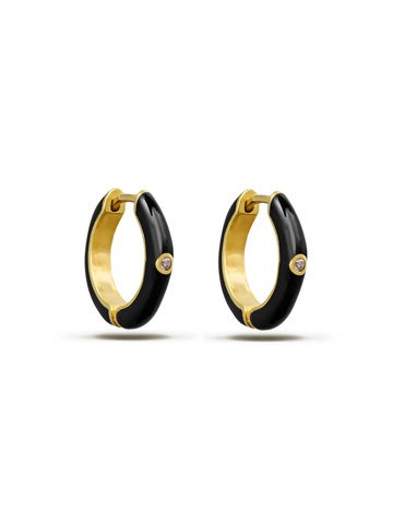 Серьги Капелла, черная эмаль, серебро 925, позолота 18k