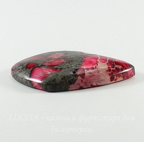 Кабошон Яшма Императорская (прессов., тониров), цвет - розовый, 34х26 мм
