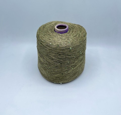 G&G Filati (пр.Италия), art-Lino 490м/100гр, 100%Лен +пайетка, цвет-Хаки меланж. арт.30413