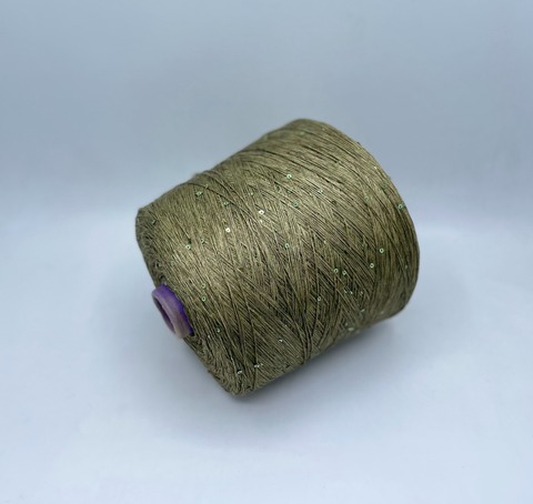G&G Filati (пр.Италия), art-Lino 490м/100гр, 100%Лен +пайетка, цвет-Хаки меланж. арт.30413
