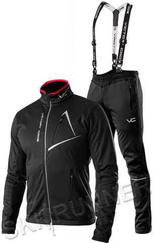 Утеплённый лыжный костюм 905 Victory Dynamic A2 Black-Red с лямками мужской
