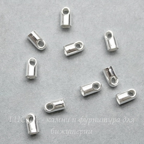 Концевик для шнура 1,5 мм, 4х2 мм (цвет - серебро), 10 штук