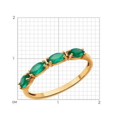 Кольцо- дорожка из золота 585 пробы с зелеными агатами в огранке маркиз