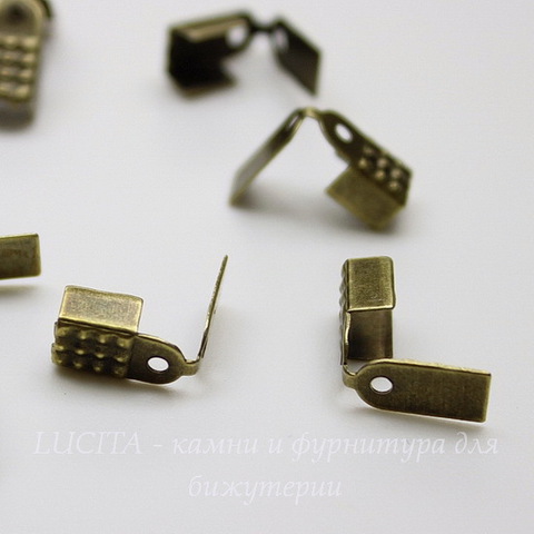 Концевик обжимной для шнура 4 мм, 9х5 мм (цвет - античная бронза), 10 штук