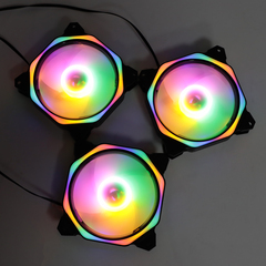 Комплект из 3 вентиляторов ТЕСЛА (TESLA) RGB120-RB3, 120мм, 3-pin+Molex, черный-белый/FRGB, 1200rpm, 38CFM, 21дБ, антивибропрокладки (TSL-120-RB3)