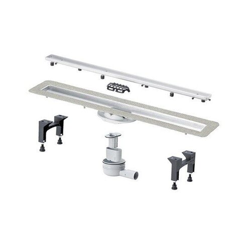 Viega Advantix Basic 753221 Set душевой лоток (нерж.сталь) 900 мм в комп. с сифоном 0.5 л/сек, ножками, дизайн решеткой под плитку ER13 мод. 4983.20