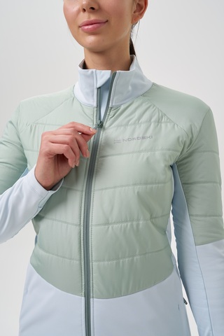 Женская куртка для лыж и бега зимой Nordski Hybrid Pro 2.0 pearl blue-ice mint