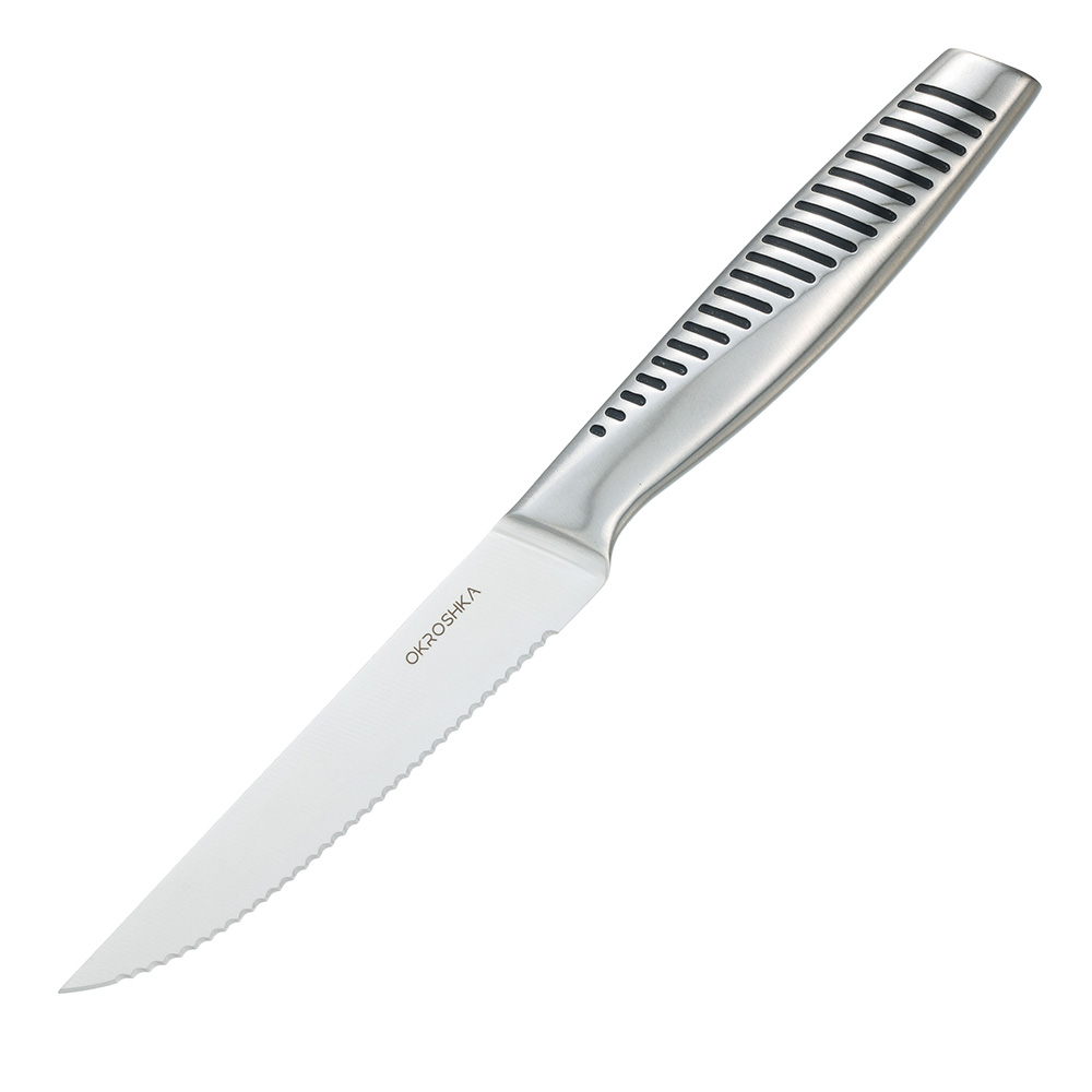 Нож кухонный для стейка Okroshka Wasabi 11.5 см, сталь 5cr15mov, рукоять сталь