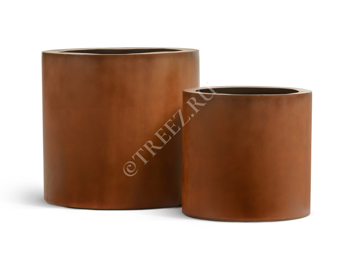 Кашпо TREEZ Effectory - Corten Steel - Цилиндр - Кортеновская сталь-Бархатистая окись