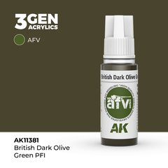 Акриловая краска AK Interactive British Dark Olive Green PFI 3GEN AFV, 18мл