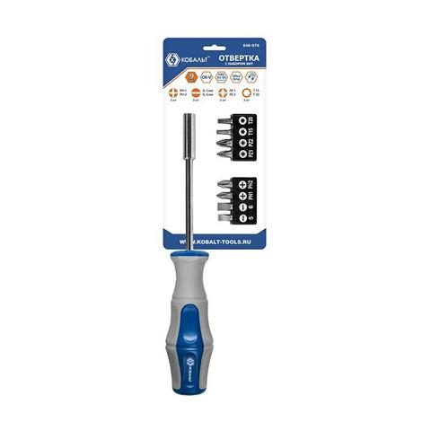 Отвертка рукоятка КОБАЛЬТ Ultra Grip с набором бит, CR-V (9 шт.) (646-676)