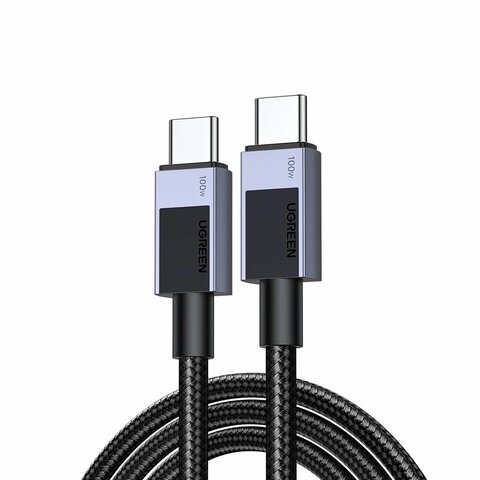 Кабель  UGREEN L512 (45063) USB-C 2.0 to USB-C 2.0 PD Fast Charging 5A Cable, 1м, черный/серый