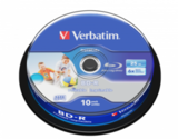 Оптический диск Verbatim BD-R 25GB 6X Datalife Wide Inkjet Printable, Spindle, 10 шт