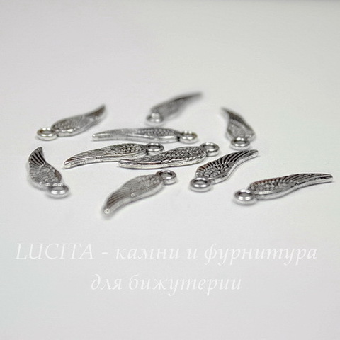 Подвеска "Крыло" 18х5 мм (цвет - античное серебро), 10 штук
