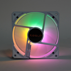Вентилятор ТЕСЛА (TESLA) RGB120-LW, 120мм, 3-pin+Molex, белый/FRGB, 1200rpm, 28CFM, 21дБ, антивибропрокладки (TSL-120-LW)