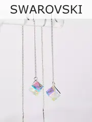 Серьги-протяжки Миражи с кристаллами-хамелеонами Swarovski