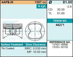 Поршень двигателя TEIKIN 46271 0.50 (4шт/упак)