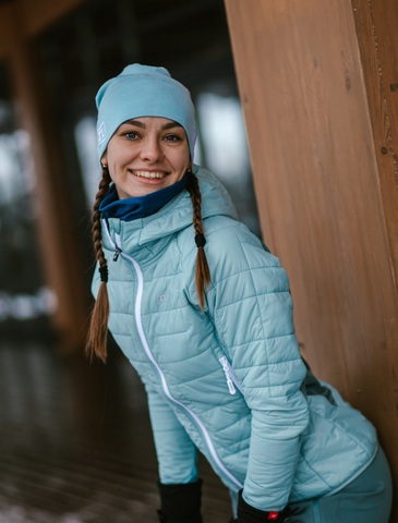 Лыжная шапка с помпоном Noname XC Knit mid blue