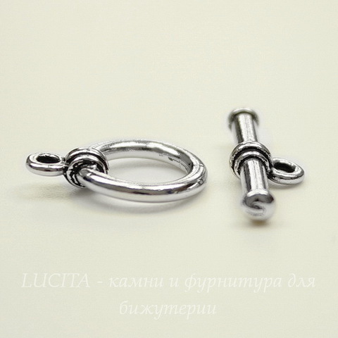 Замок - тоггл из 2х частей TierraCast 16х12 мм, 19х7 мм (цвет-платина)