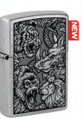 Фото Зажигалка ZIPPO Jungle Design с покрытием Street Chrome, латунь/сталь, серебристая