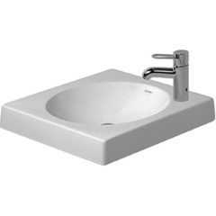 Duravit Architec 320500008 Раковина шлифованный вариант, без перелива, с плоскостью под смес., включая крепление, с 1 отв. под смес. справа, 500x500мм, цвет: бел фото