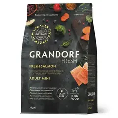 Grandorf fresh сухой корм для собак мелких пород свежее филе лосося с бататом 3кг