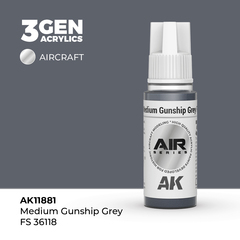 Акриловая краска AK Interactive Medium Gunship Grey FS 36118 3GEN AIR, 18мл