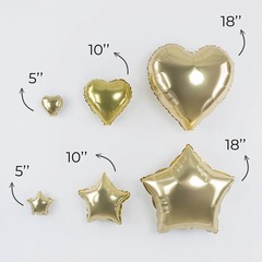 Шар К 10''/25 см, Мини-сердце, Белое золото, 5 шт.