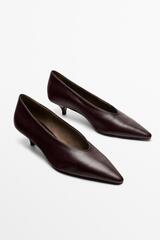 Massimo Dutti Туфли на каблуке с острым носком, бургунди