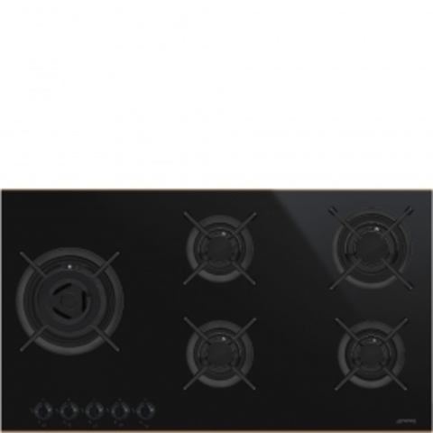 Газовая варочная панель черная Smeg PV695LCNR