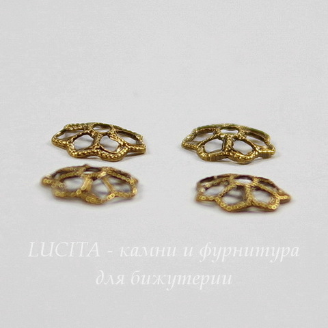 Винтажный декоративный элемент - шапочка 6,5х1 мм (оксид латуни)
