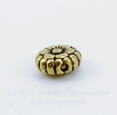Бусина металлическая круглая плоская