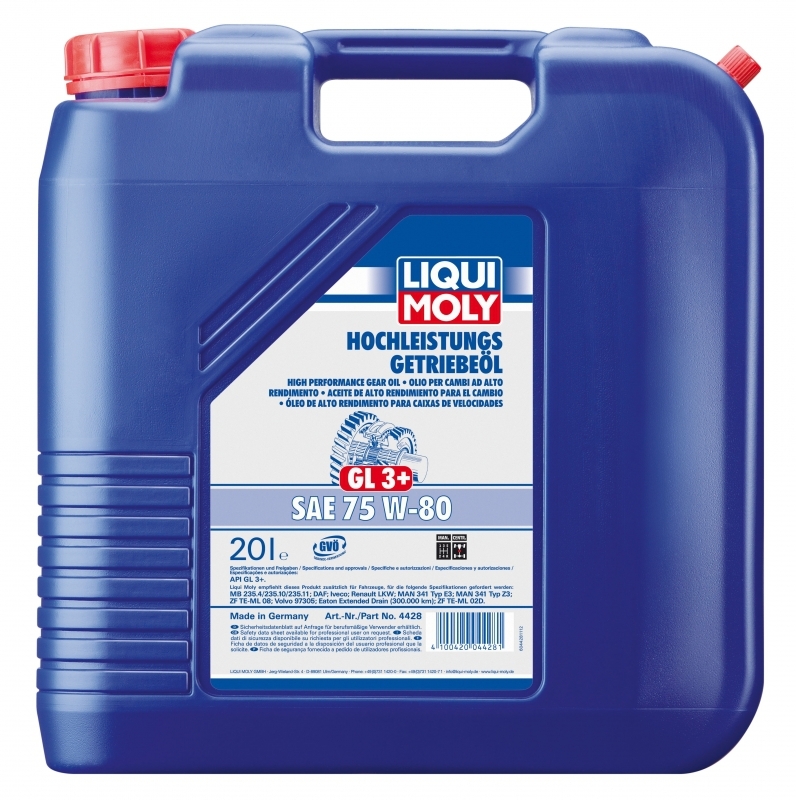 Масло трансмиссионное LIQUI MOLY Hochleistungs-Getriebeoil 75W80 GL3/GL4 hc-синтетическое 20л