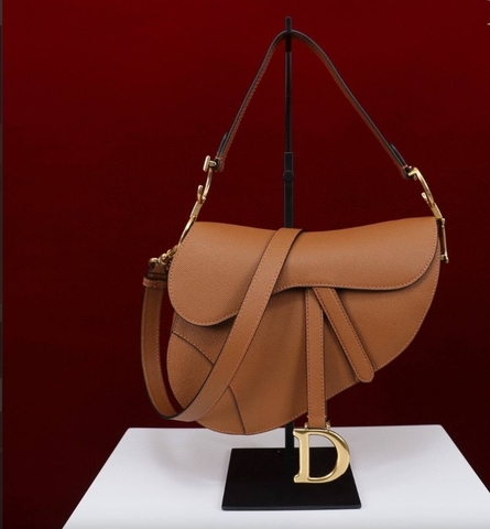 Сумка Dior Saddle с ремнем коричневый