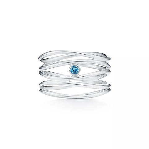 Кольцо из серебра 925,с аквамарином, Tiffany💠