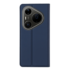 Чехол книжка из кожи синего цвета для Huawei Pura 90 Pro Max и Pura 90s Pro Max, серия Skin Pro Series от Dux Ducis