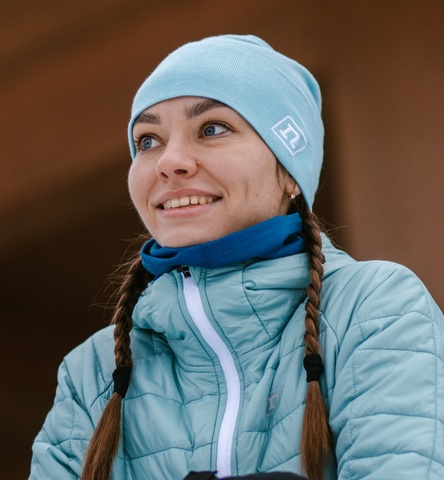 Лыжная шапка с помпоном Noname XC Knit mid blue