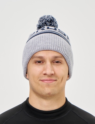 Лыжная шапка c шерстью Nordski Blizzard dark blue-grey