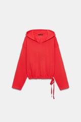 ZARA ТОЛСТОВКА С ЭФФЕКТОМ ПОТЕРТОСТИ И КАПЮШОНОМ, КРАСНЫЙ