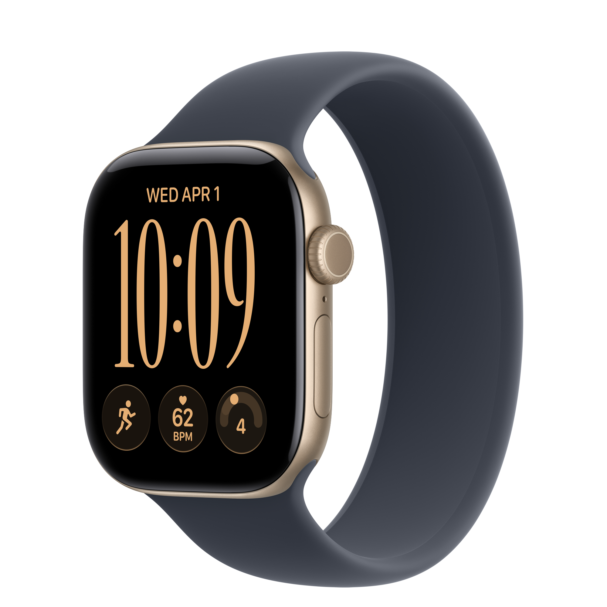 Apple Watch Series 12, Light Gold (светлое золото) — официальное изображение Apple с подходящим ремешком