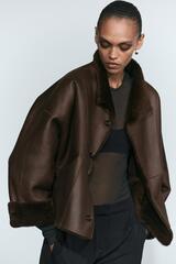 Massimo Dutti Двустороняя куртка-дубленка, коричневый
