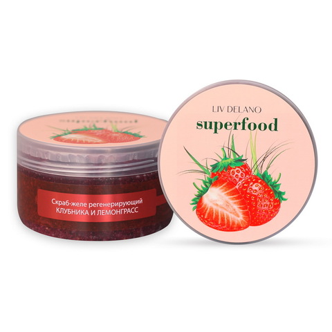 Liv-delano Superfood Скраб-желе регенерирующий Клубника и лемонграсс 240г