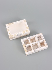 Коробка под 6 конфет новогодняя «Фигурные снежинки», 13.5×9.5×3.5 см