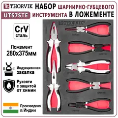 Thorvik UTS7STE Набор шарнирно-губцевого инструмента в EVA ложементе 280х375х30мм, 7 предметов 53809