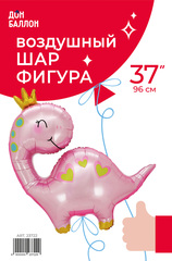 Шар К Фигура, Динозаврик Принцесса, Розовый, 37''/94 см, 1 шт. (В упаковке)