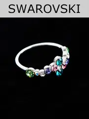 Кольцо Млечный путь с разноцветными кристаллами Swarovski