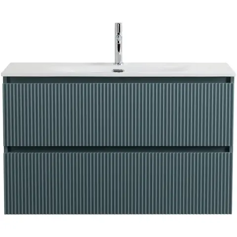 BelBagno UNO-MINI-1000-2C-SO-AO База под раковину подвесная с фрезерованными ручк. по всей длине фасада с двумя выкатн. ящ., Голубой Мат.,1000x395x608
