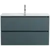 BelBagno UNO-MINI-1000-2C-SO-AO База под раковину подвесная с фрезерованными ручк. по всей длине фасада с двумя выкатн. ящ., Голубой Мат.,1000x395x608